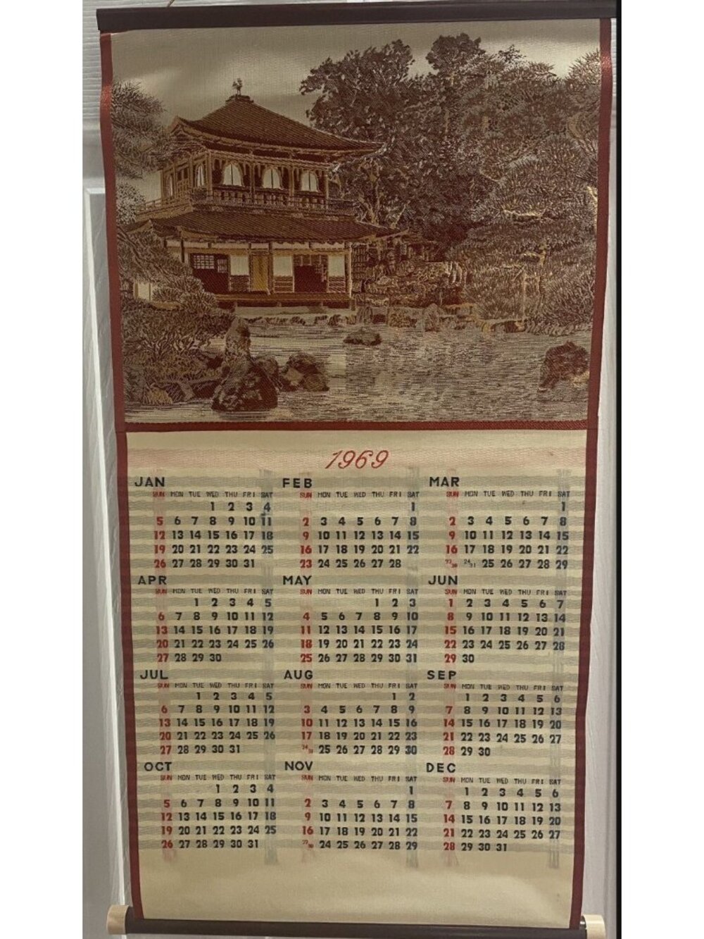 1969 Silkscreen Japanese calendar Tapestry